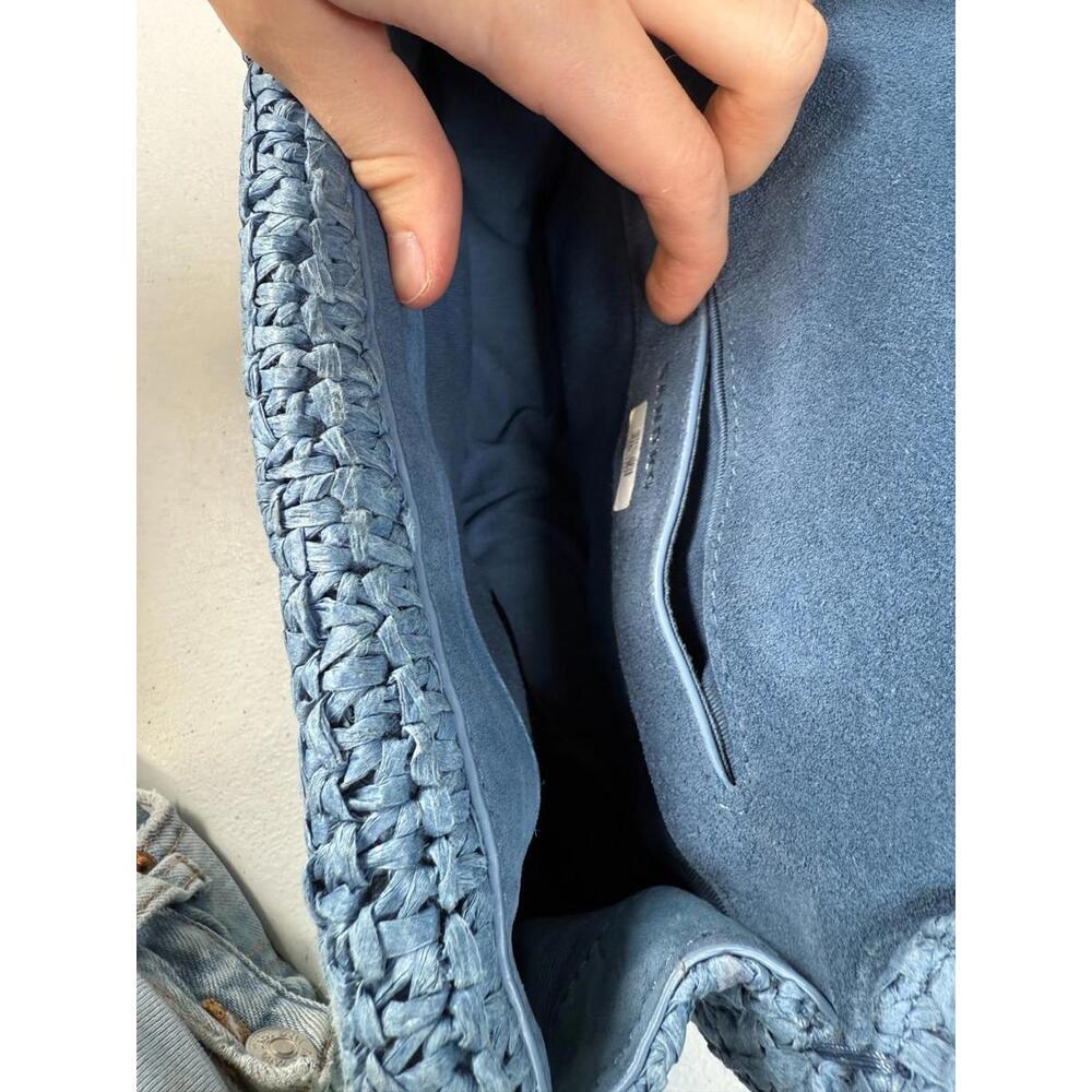 Sandro Blue Raffia YZA Bag with Stains and Hardware Scratch - Picture 11 of 15
